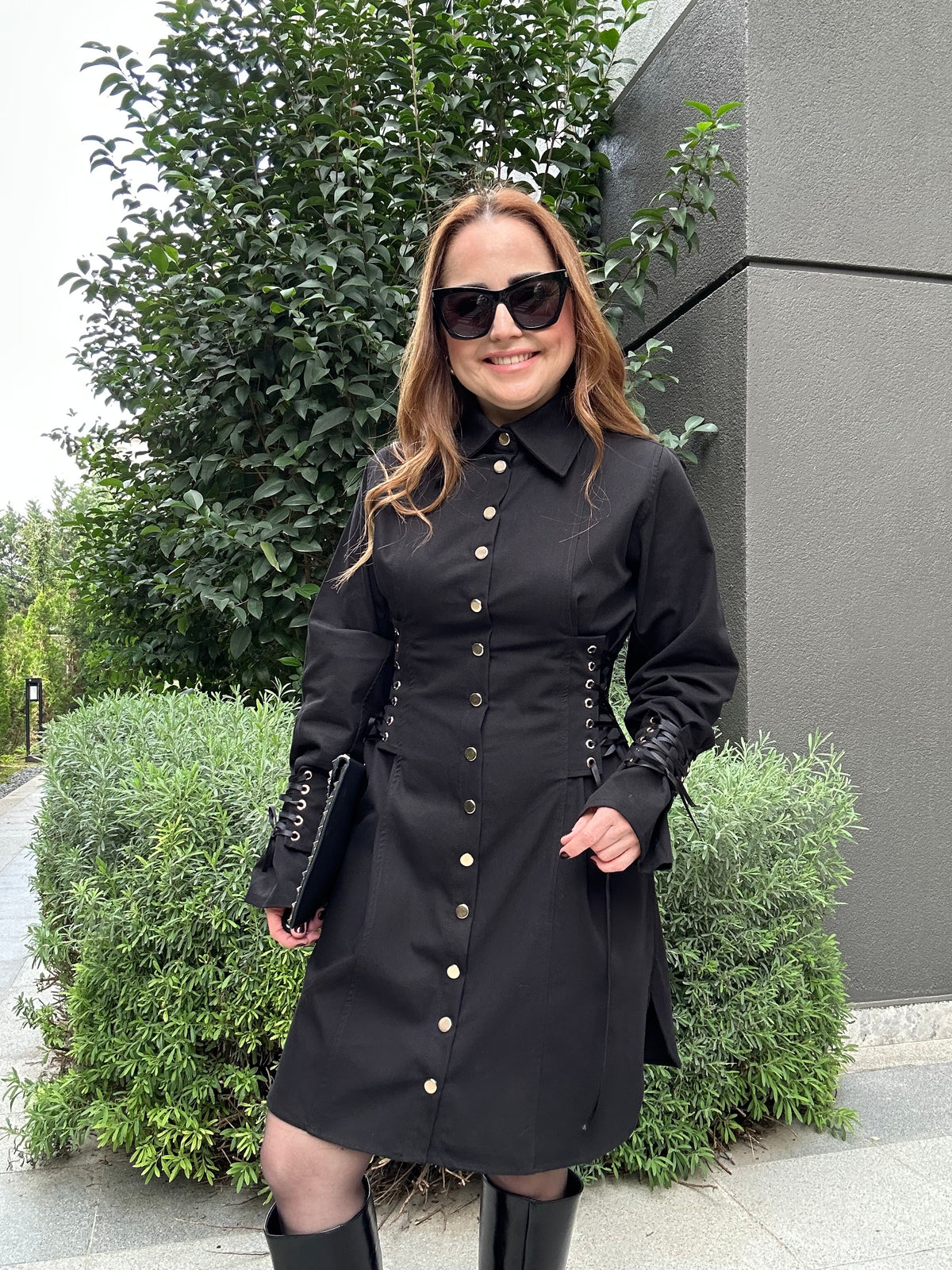 İtaly bağlamalı poplin elbise