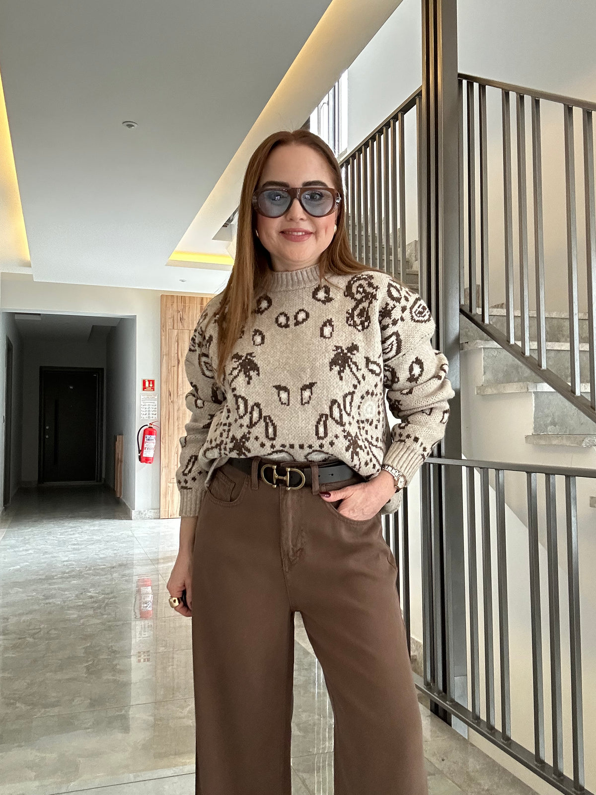 Rodeo şal detaylı kazak ( 2 Parça )