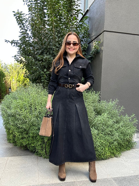 Premium denim elbise