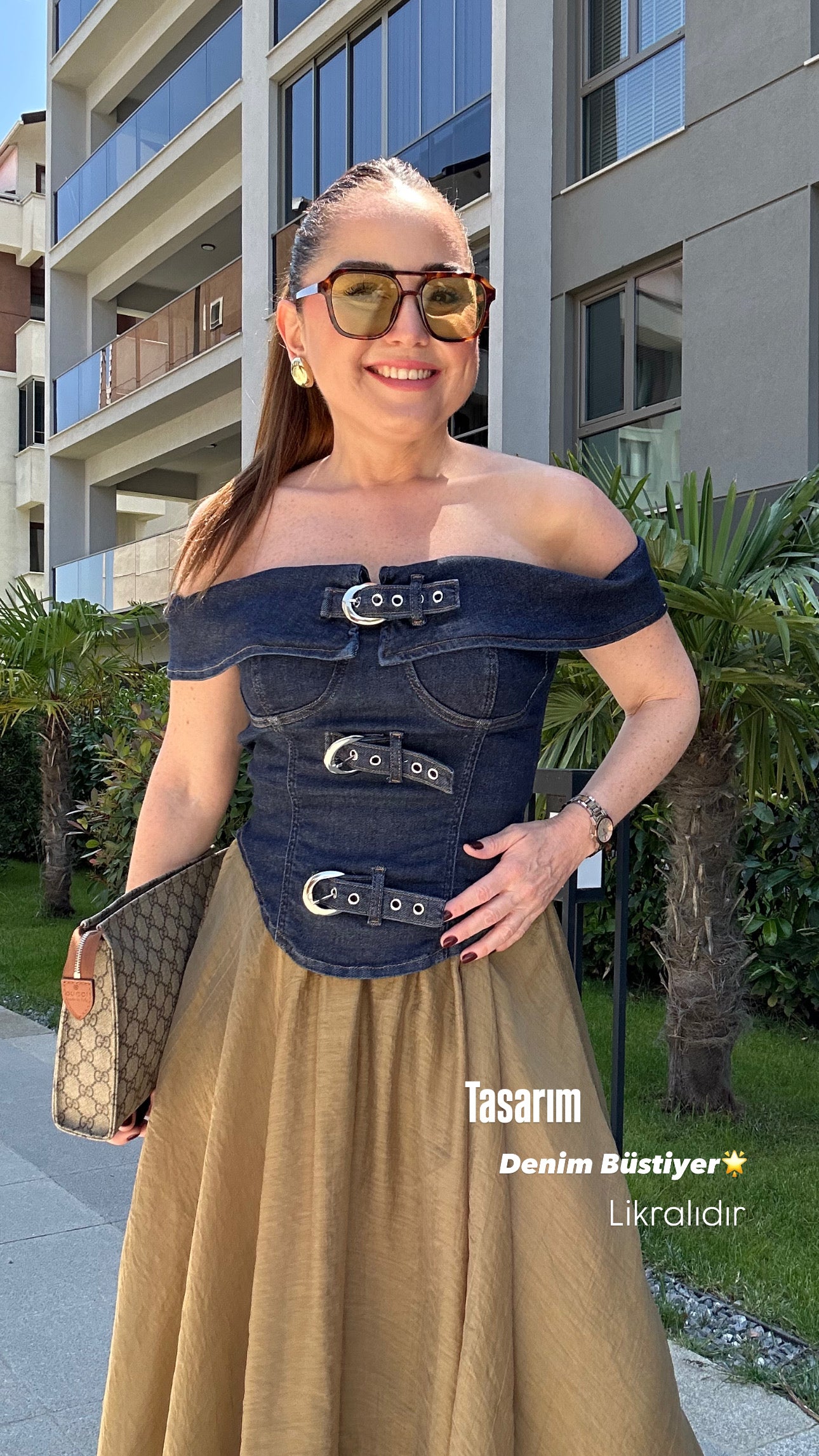 Tasarım denim büstiyer