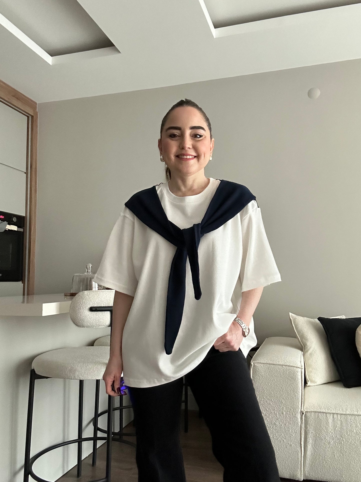 Bağlamalı oversize tişört