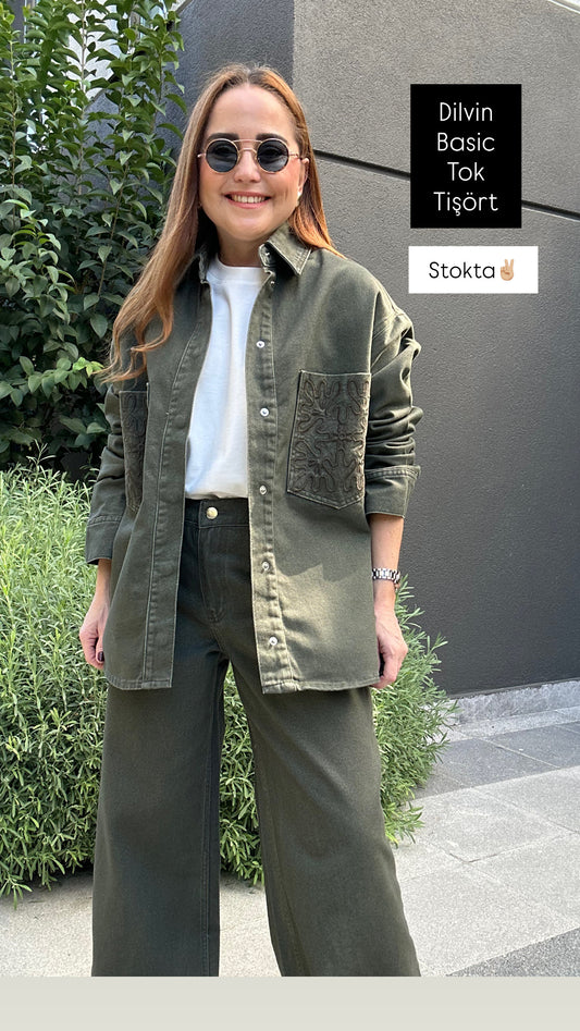 Premium nakışlı gabardin ceket