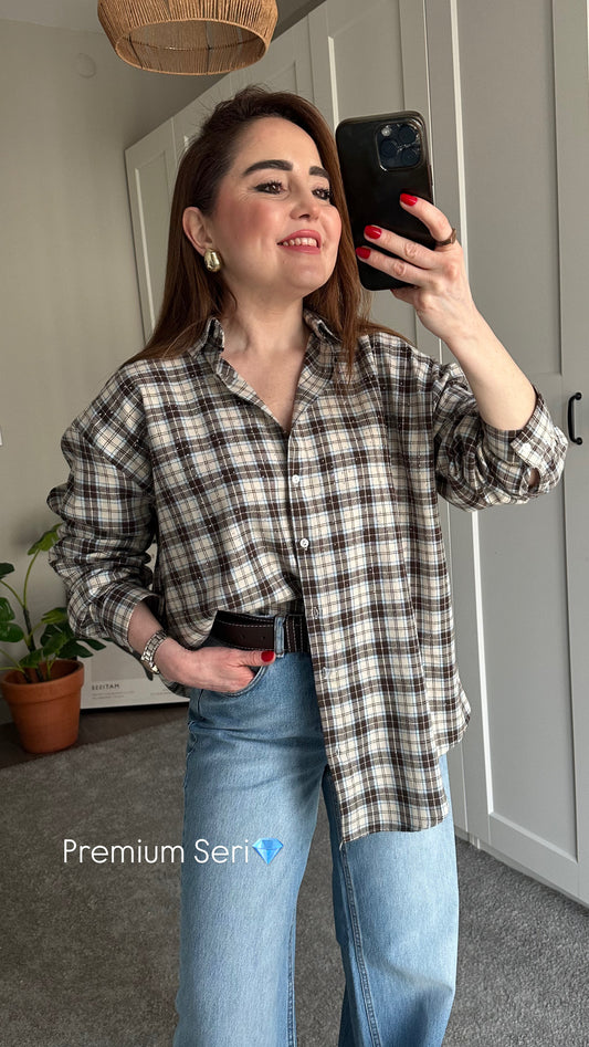 Premium taşlı ince oduncu gömlek