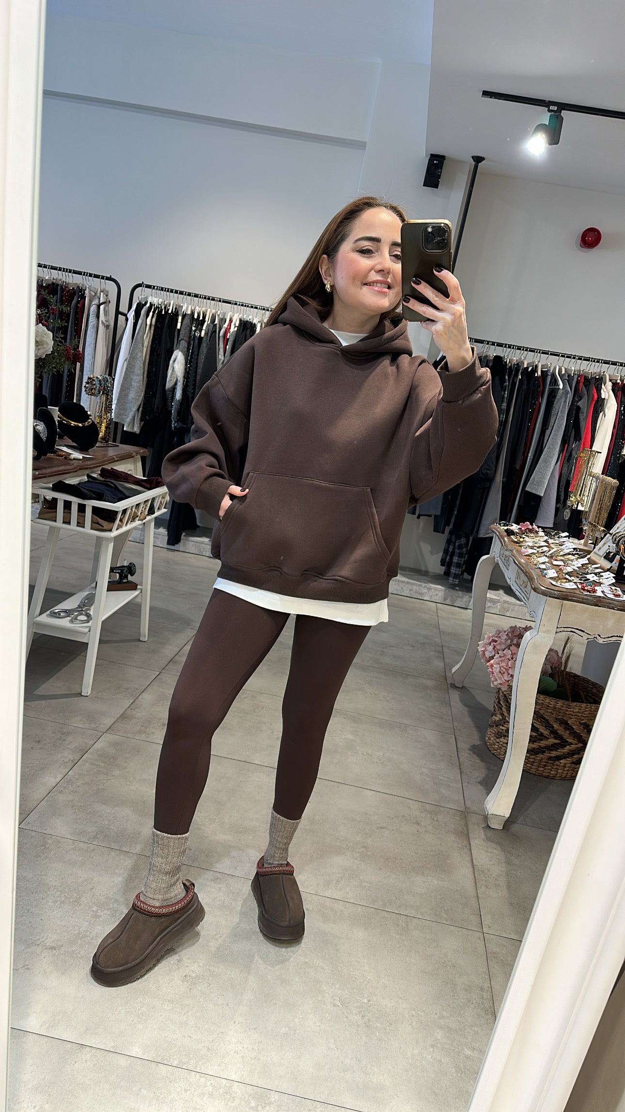 Kapşonlu Şardonlu Sweat
