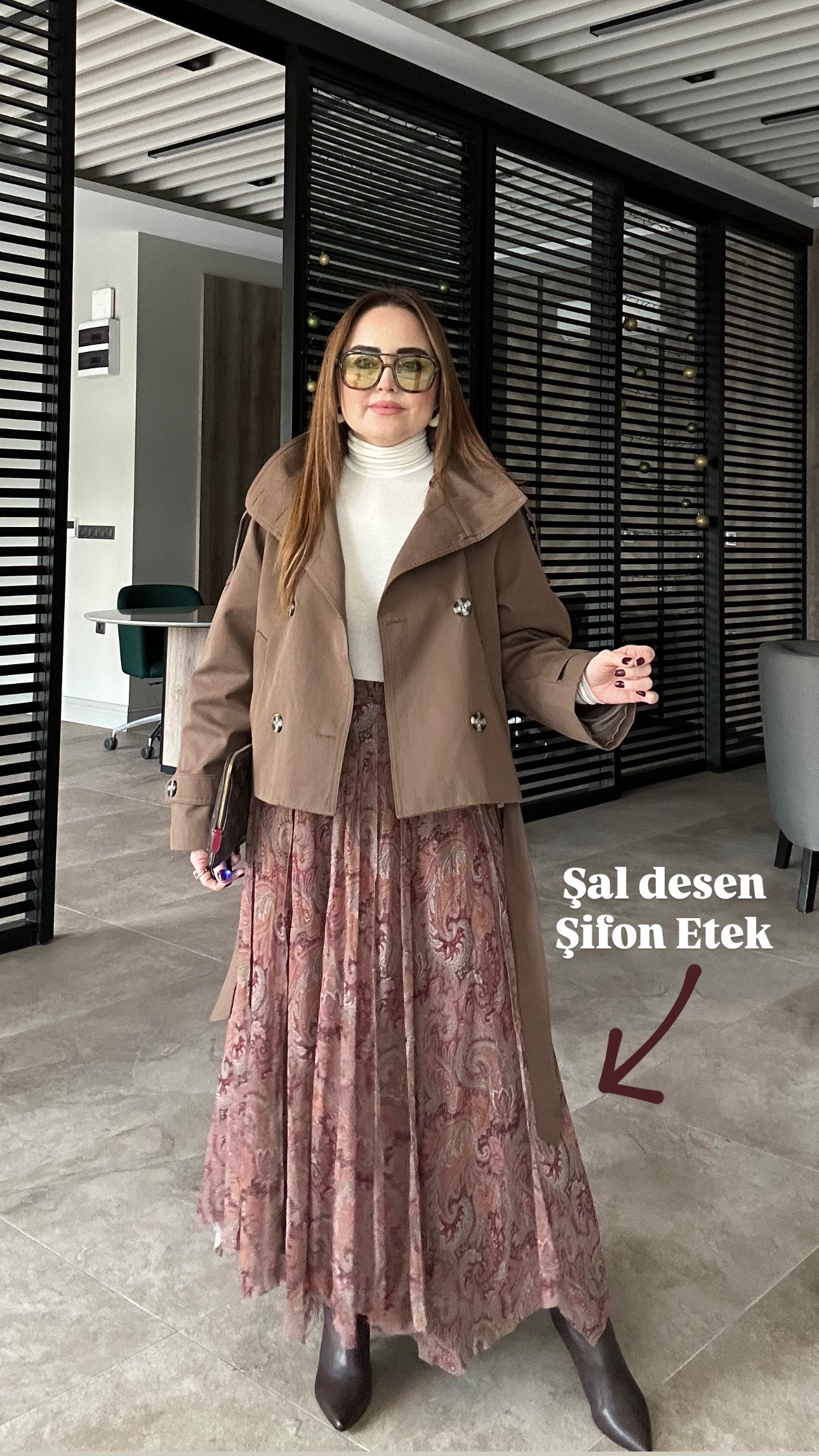 Şal desen şifon etek