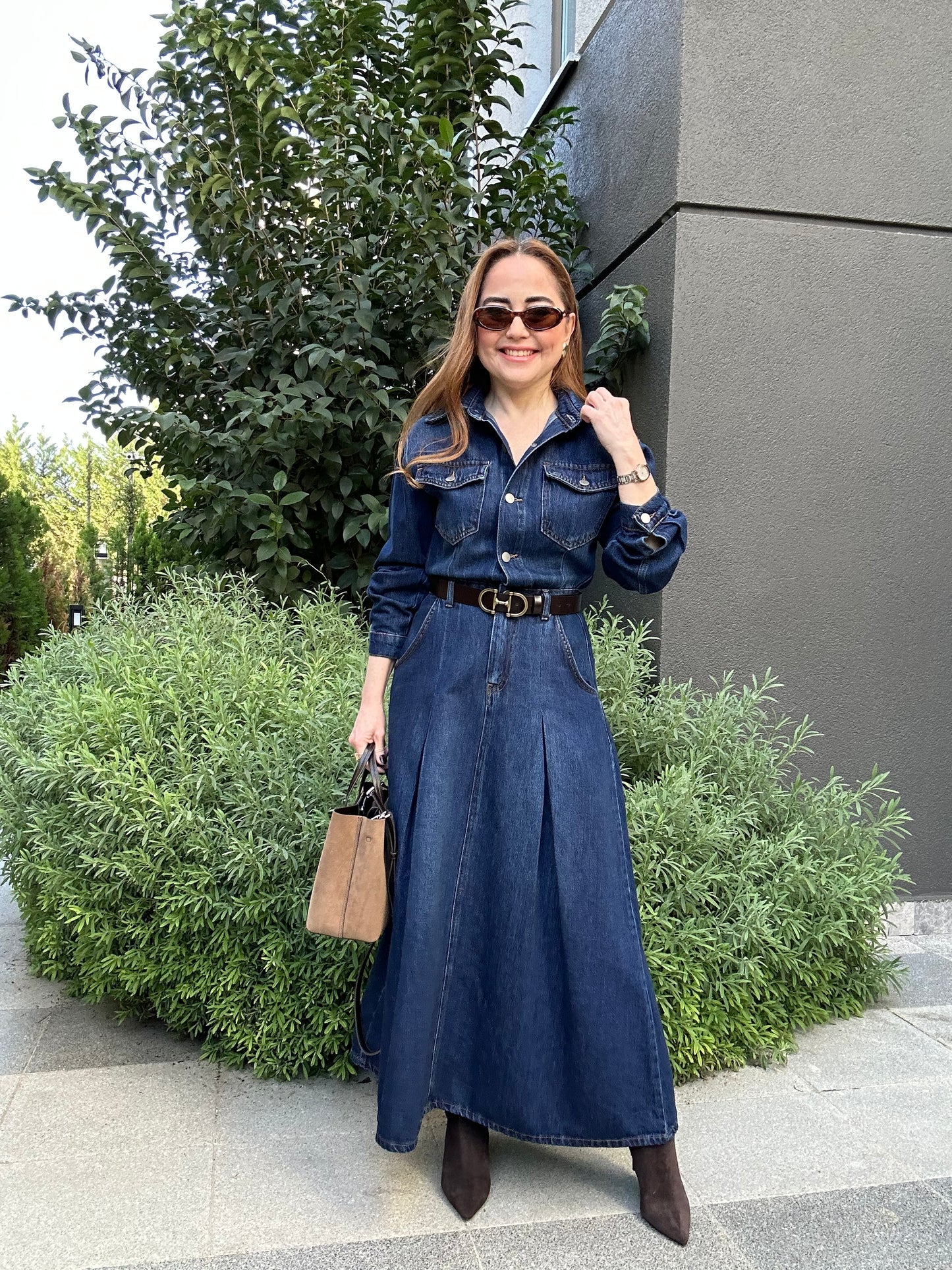 Premium denim elbise