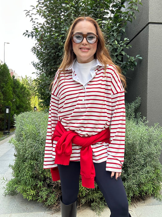 Line çizgili ince sweat