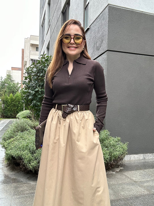 Kaşmir karışımlı fermuarlı triko