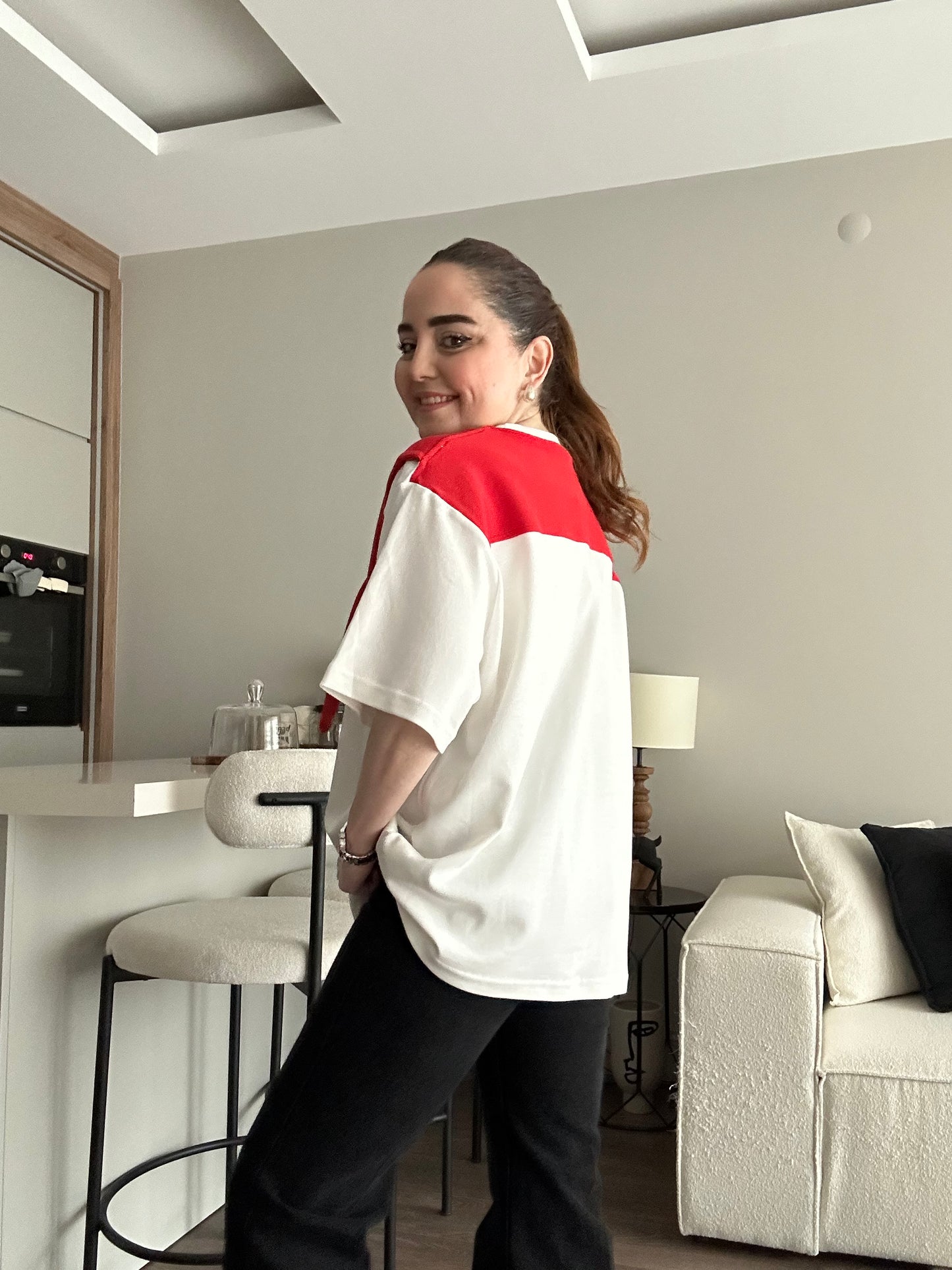 Bağlamalı oversize tişört