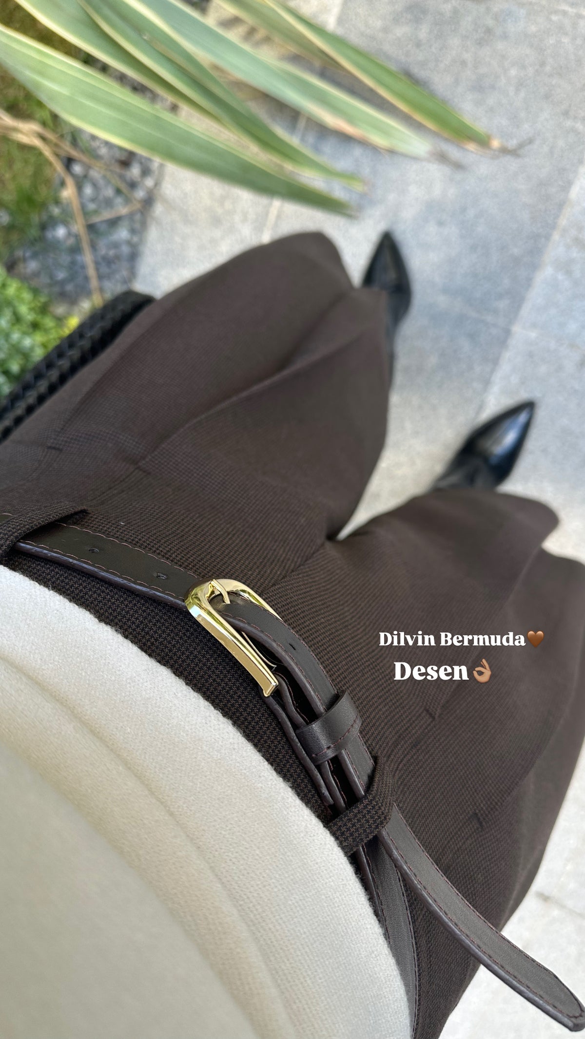 Mocha kemerli bermuda