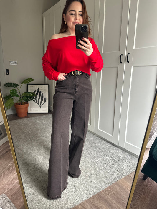 Ön ütülü palazzo jean