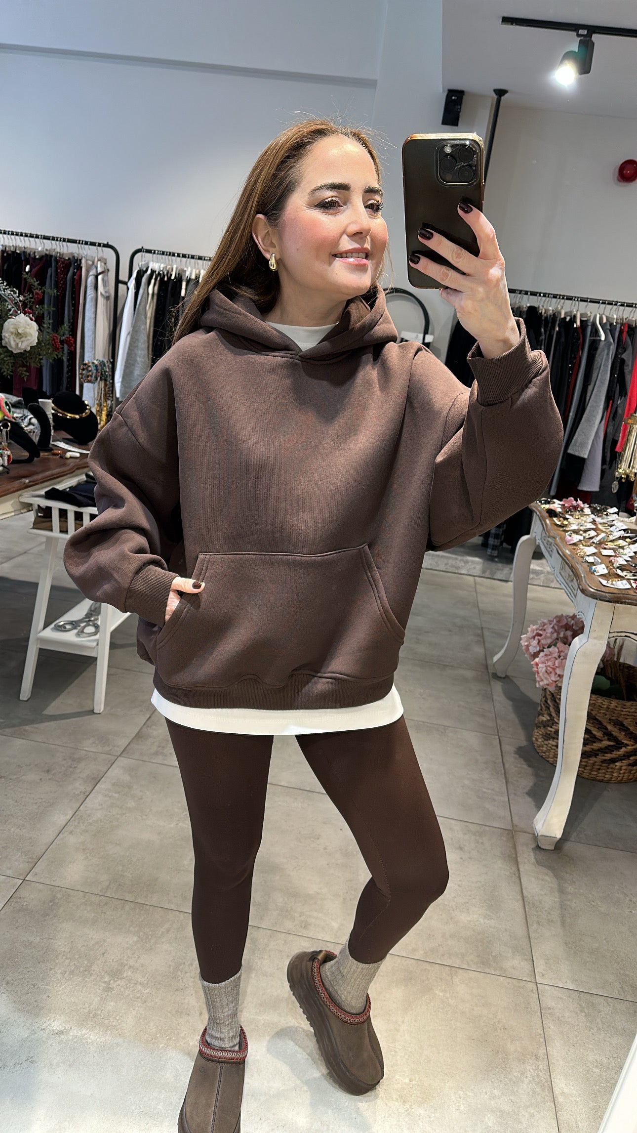 Kapşonlu Şardonlu Sweat