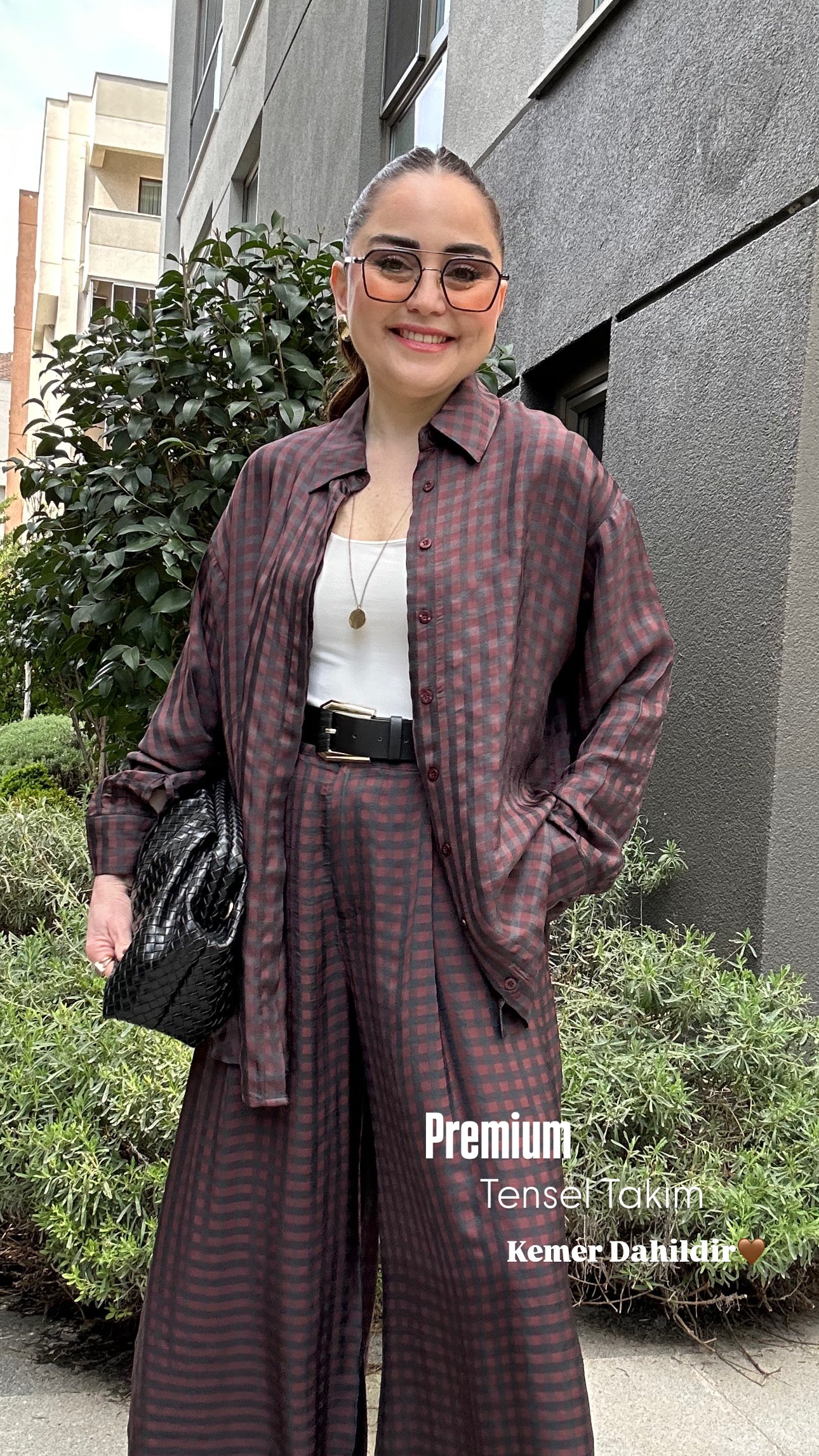 Premium tensel saten takım (Kemer dahildir )