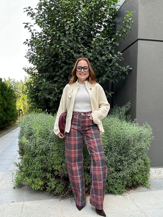 London ekose barrel jean
