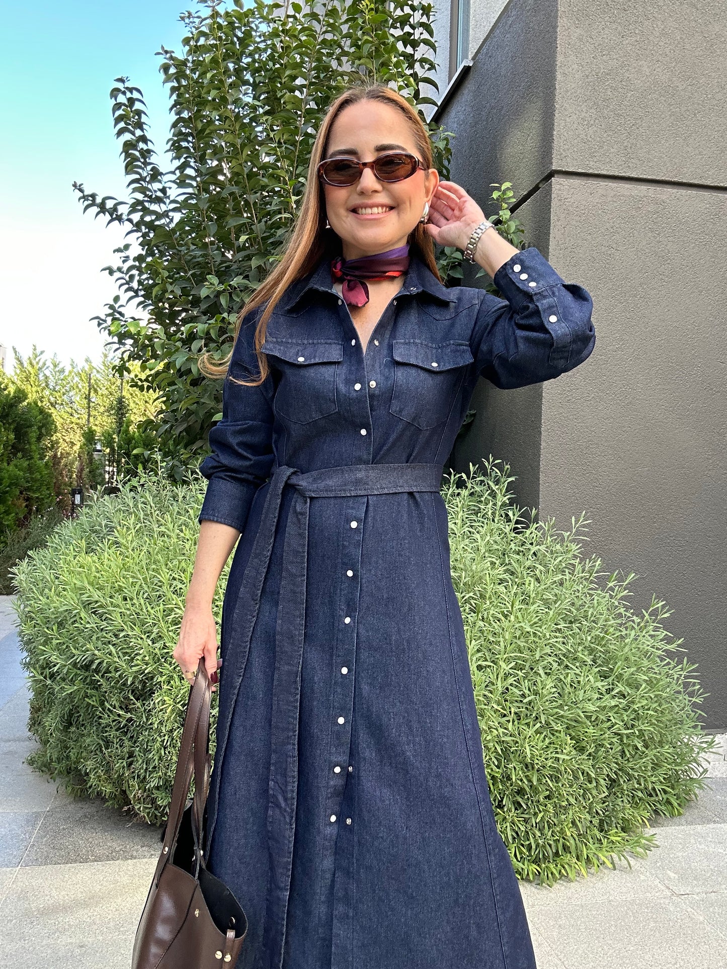 Premium denim elbise