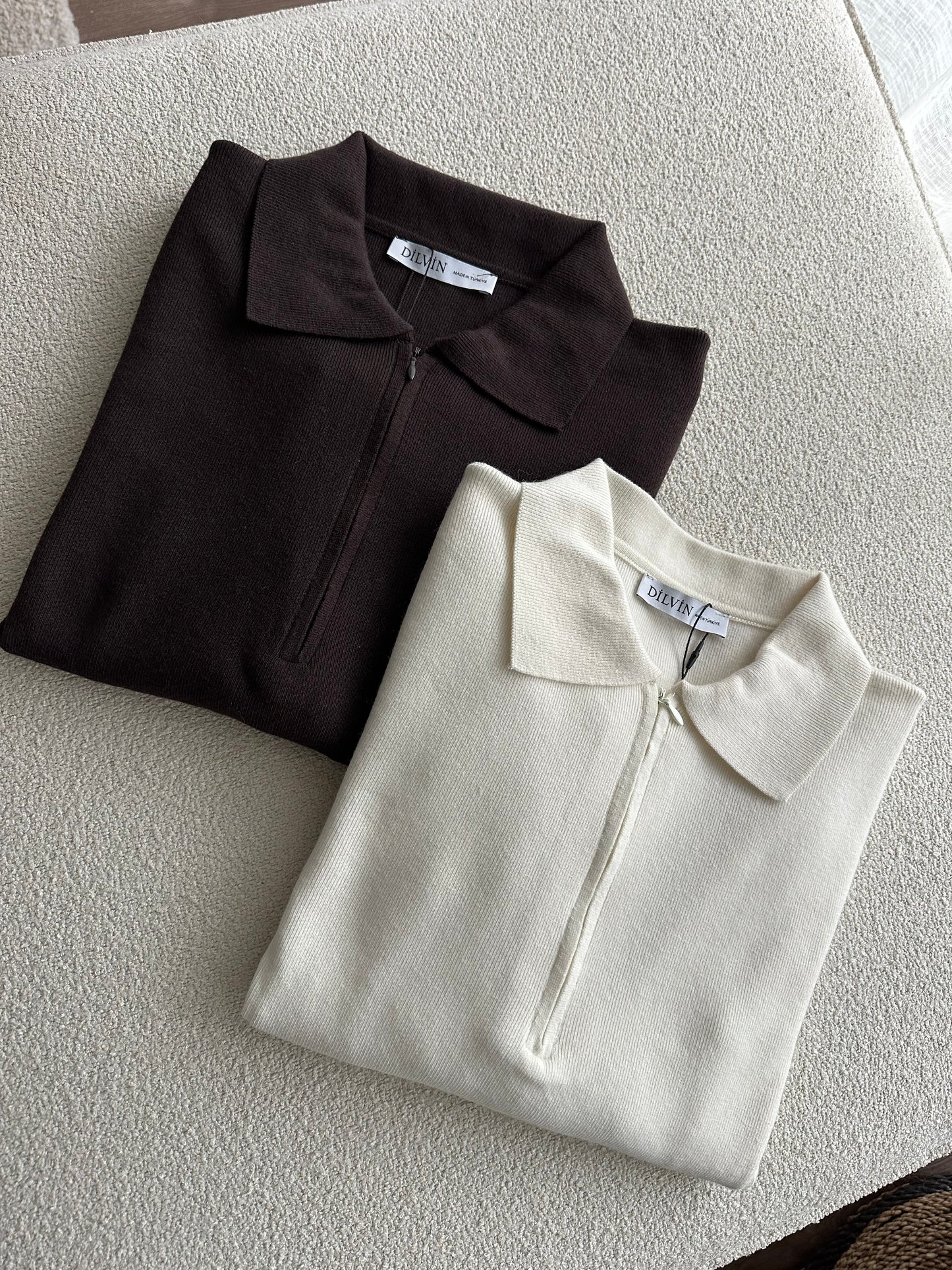 Kaşmir karışımlı fermuarlı triko