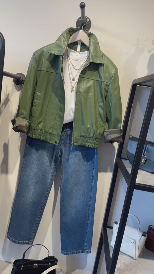 Premium deri bomber ceket